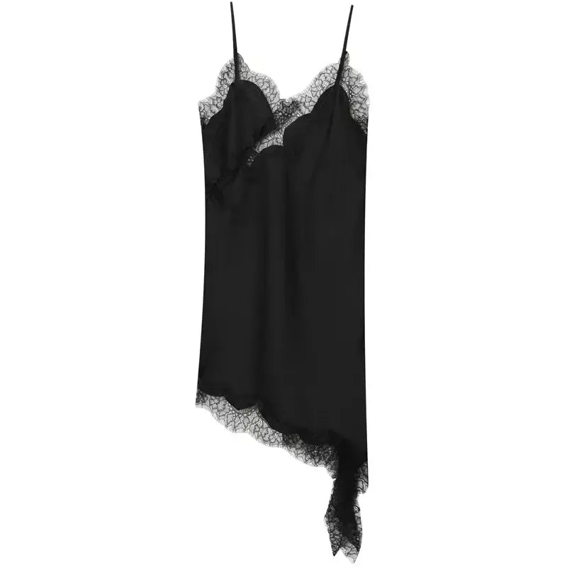 Hxao vestidos femininos de renda assimétrica vestido deslizante verão 2025 vestidos de noite sexy senhoras mini marrom sem mangas sem costas