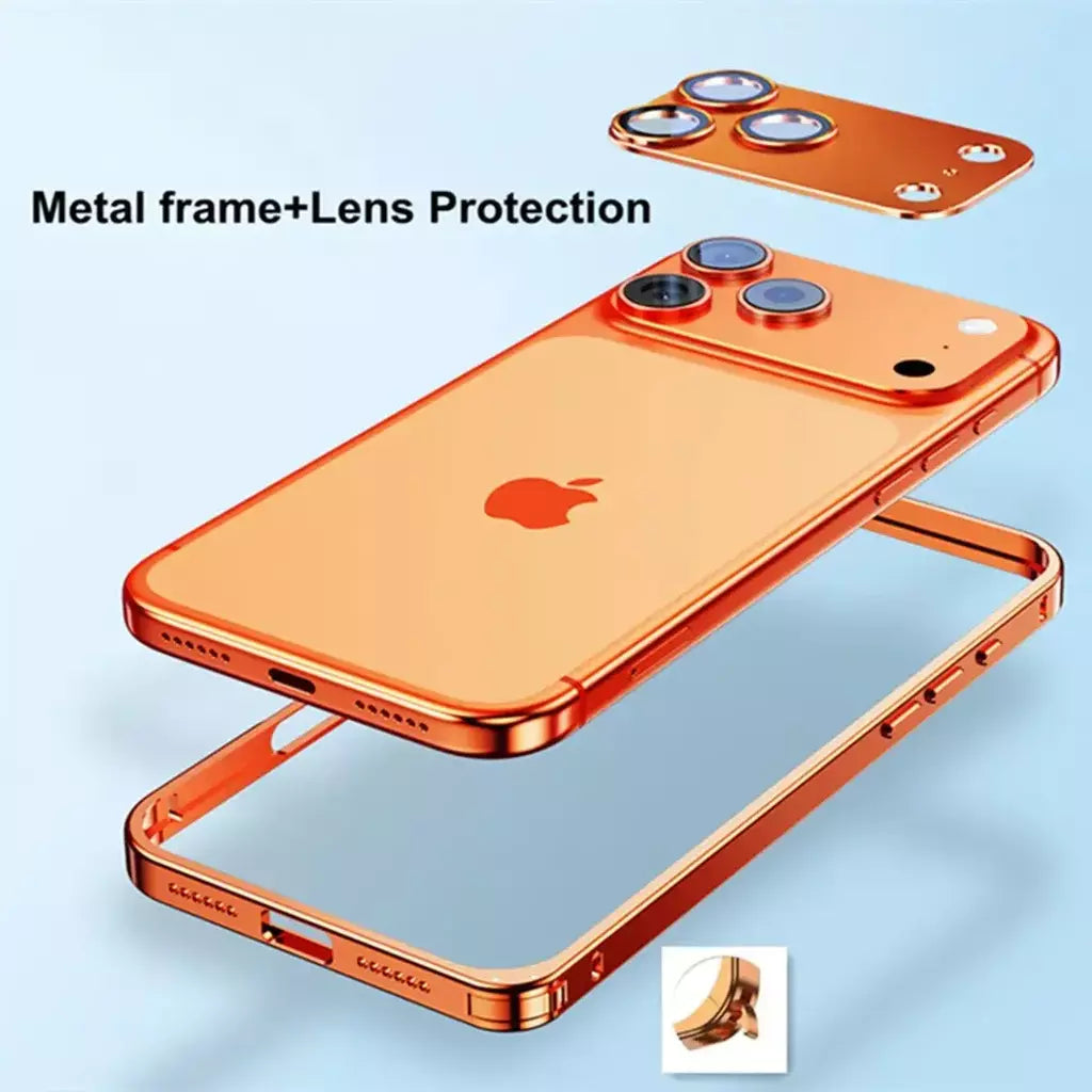 Aviação liga de alumínio quadro pára-choques caso do telefone para iphone 17 16 15 14 13 12 promax lente metal dissipação calor capa à prova de choque