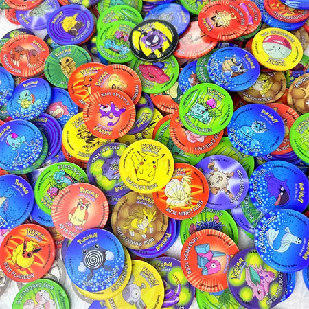 Material acrílico tazos pokemon 1a edição ash ketchum starter pokemon torneiras coleção cartão acrílico pikachu trainer redondo pogs