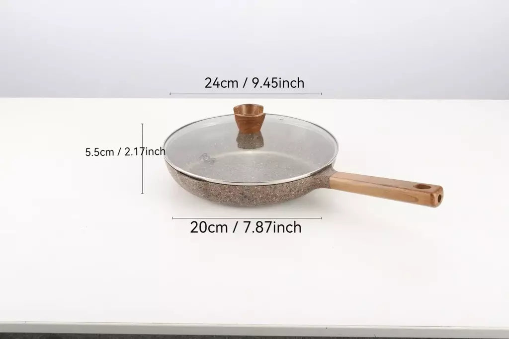 Donnor frigideira de granito 20/24/28cm, frigideira de pedra médica, frigideira de omelete saudável, não tóxica com alça resistente ao calor