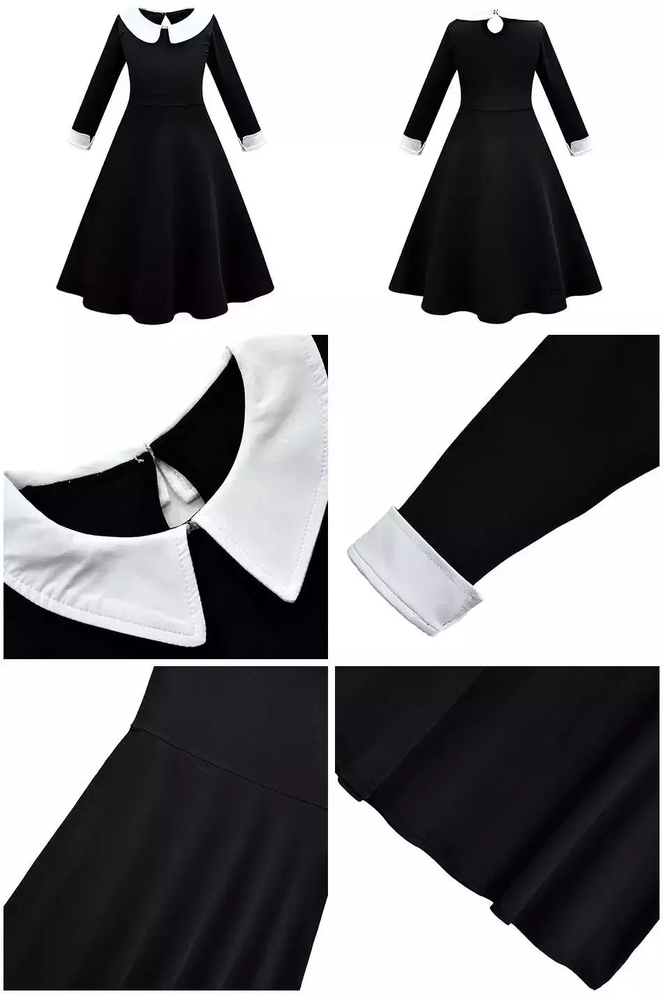 Crianças addams traje do bebê meninas família cosplay traje de halloween crianças família dança vestido preto quarta-feira pageant fantasia