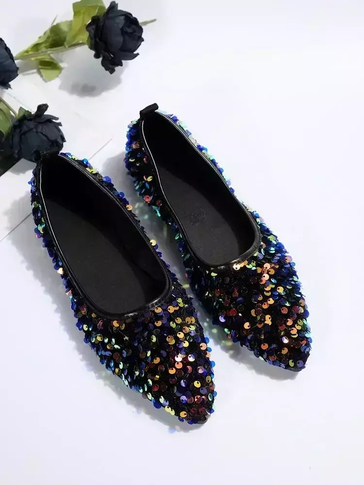 Apontou Toe Bling flats sapatos femininos, sapatos de caminhada casual, sandálias de primavera, marca de moda feminina, novo