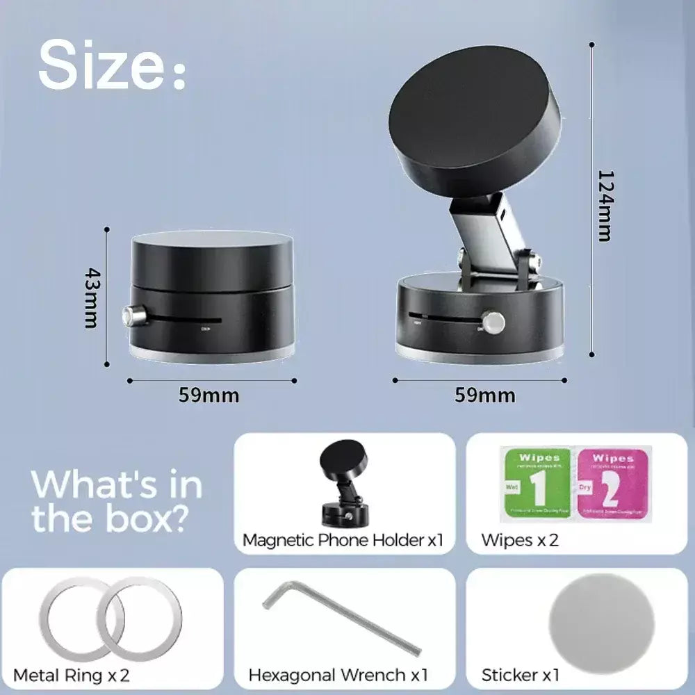 Suporte de telefone ultra magnético dobrável, suporte de telefone para painel de carro, rotação de 360 graus, ventosa a vácuo, suporte gps