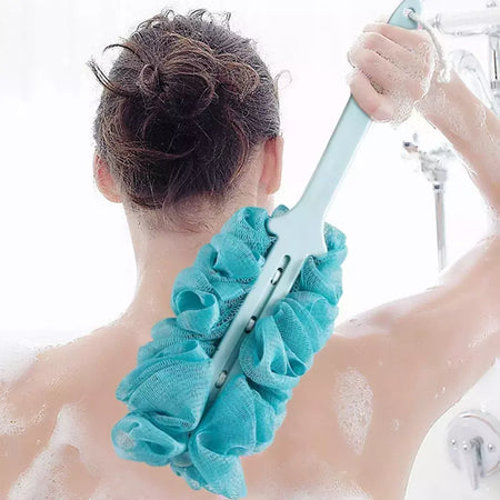 Escova traseira do punho longo para adultos, purificadores do corpo, escova do corpo do chuveiro, esponjas macias da malha, escovas do chuveiro do banho, acessórios do banho