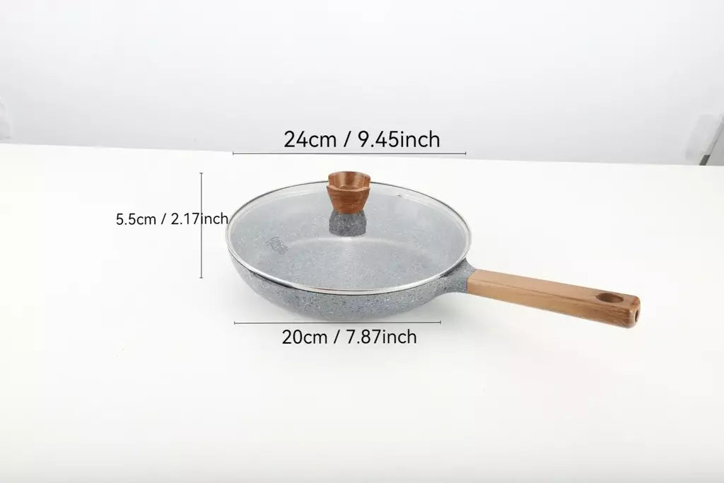 Donnor frigideira de granito 20/24/28cm, frigideira de pedra médica, frigideira de omelete saudável, não tóxica com alça resistente ao calor