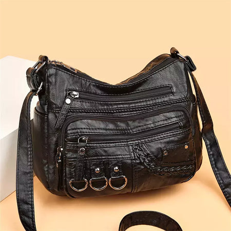 Bolsa de bolso multi couro PU vintage feminina, bolsas de ombro transversais femininas, bolsas de design de luxo, alta qualidade, 2023