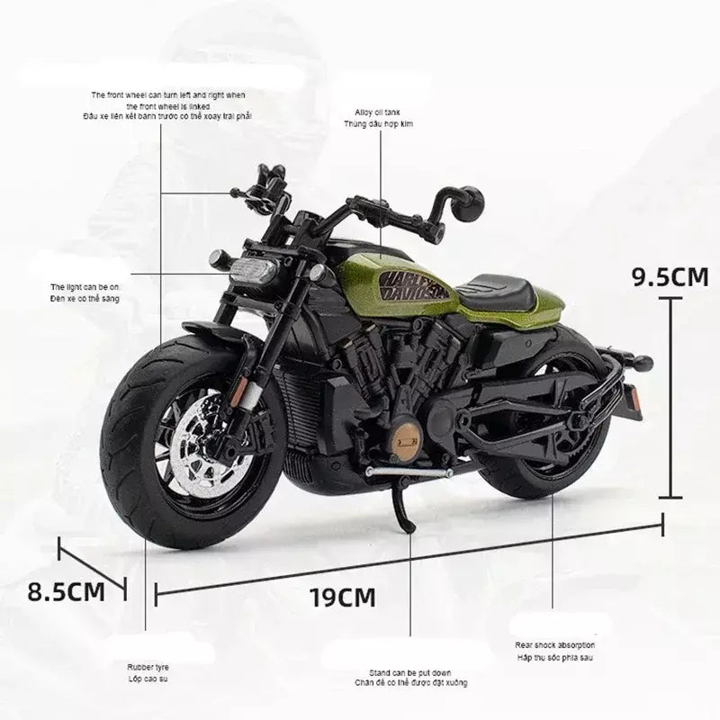 1:12 Harley Davidson Sportster S Modelo de motocicleta de corrida Diecast Alloy Street Sports Modelo de motocicleta Brinquedos para crianças Presentes