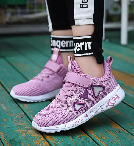 Meninas sapatos casuais luz malha tênis crianças verão primavera outono tenis bonito esporte dos desenhos animados feminino correndo meia calçado
