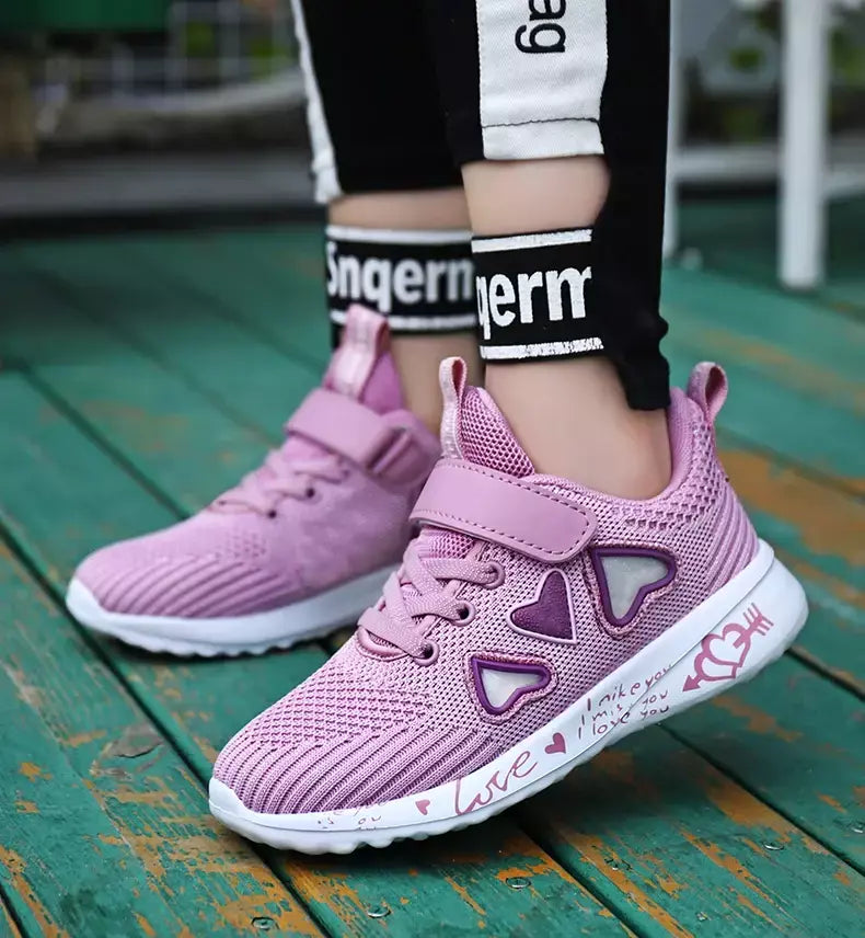 Meninas sapatos casuais luz malha tênis crianças verão primavera outono tenis bonito esporte dos desenhos animados feminino correndo meia calçado