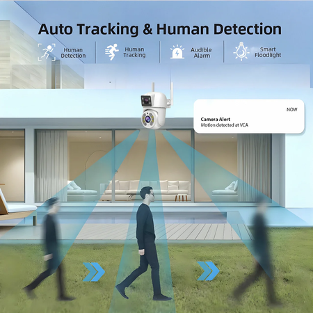 Tuya 8mp wifi câmera ip ptz lente dupla tela dupla detecção manual cor cheia visão noturna câmera de vigilância segurança ao ar livre