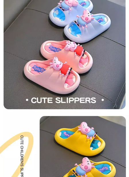 Peppa Pig Sandálias femininas de verão 2025 Novo estilo antiderrapante chinelos de banho internos para crianças em casa