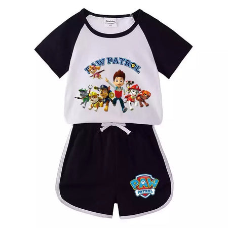 Boys Paw Patrol T-shirt manga curta Top e Shorts Set, bebê meninos roupas, roupas dos desenhos animados, terno verão, novo conjunto infantil, 2022, 2pcs