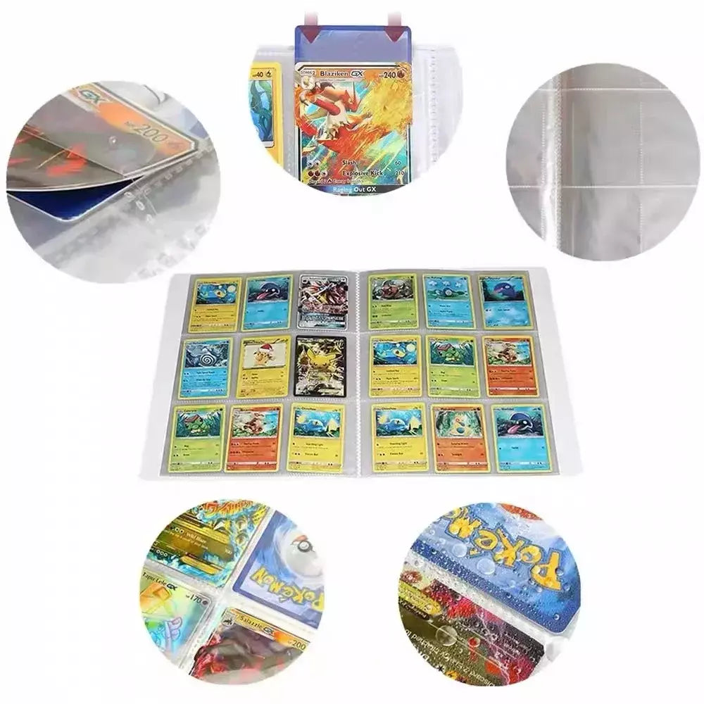 Álbum de cartões 4/9 protetor 240/540 pçs cartão livro mapa carta titular pasta dos desenhos animados charizard mewtwo vmax gx cartões coleção pasta