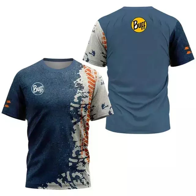 Camisa de tênis com gola O respirável masculina, camiseta estampada, secagem rápida, manga curta, fitness, corrida, esportes ao ar livre, verão