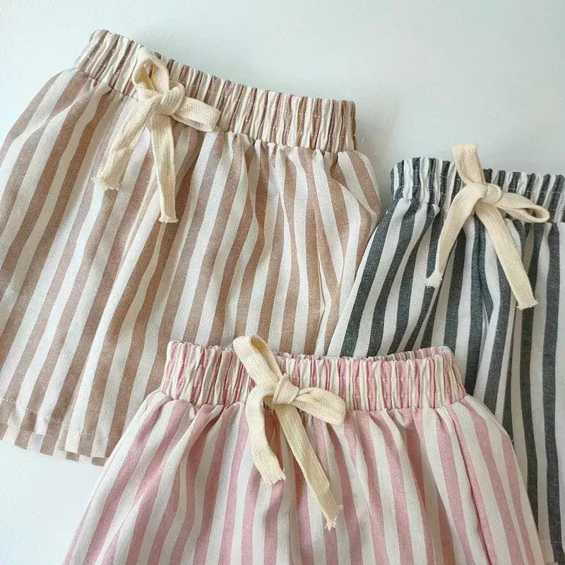 Primavera verão meninos listrado calças soltas bebê menina vintage casual linho algodão harlan calças crianças rendas-up calça crianças roupas