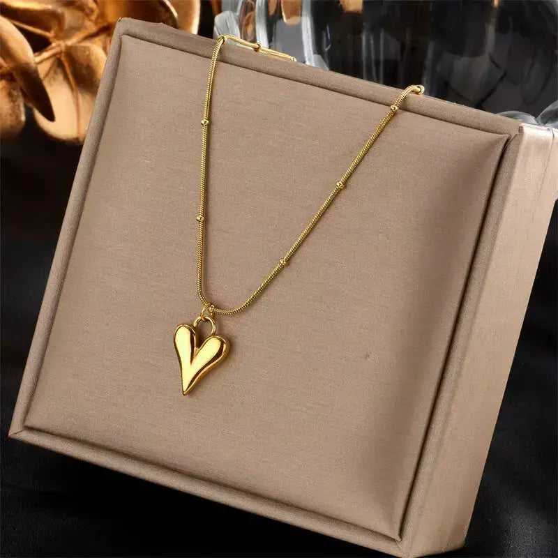 Dieyuro 316l aço inoxidável simples coração amor circular borla colar senhora tendência moda clavícula corrente jóias presente glamouroso