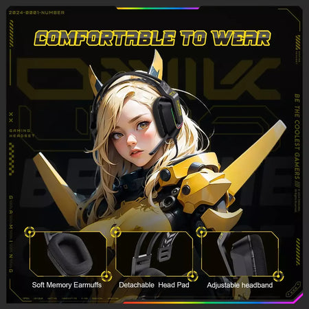ONIKUMA X13 Gaming Headset com microfone RGB luzes sobre a orelha fone de ouvido com fio para PC laptop jogos e música
