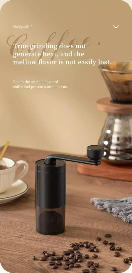 Moedor de café manual portátil, máquina manivela, moedor de feijão ajustável, viagem ao ar livre em casa, pequeno