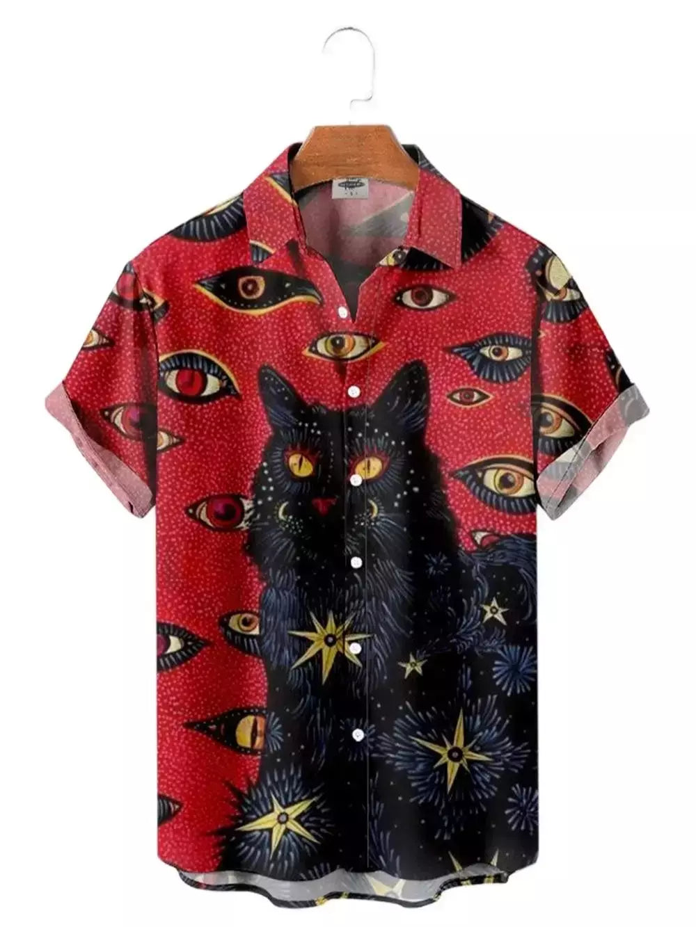 Camisa havaiana dos desenhos animados de anime masculino, Tops de manga curta, roupas casuais masculinas, rua, animais, gatos, retrô, 3D Tees, verão