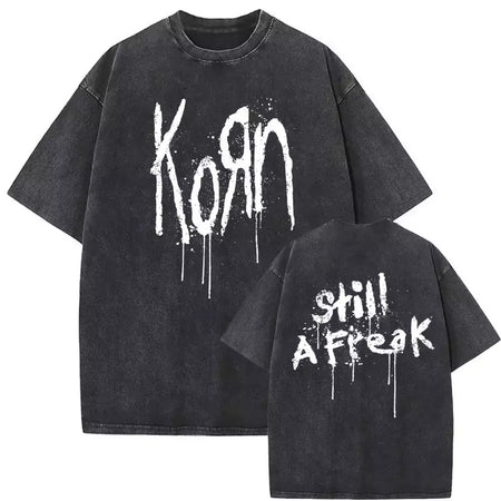 Camisetas com estampa de esqueleto masculinas, banda de rock vintage lavada, Korn caindo longe de mim, camiseta gótica, camiseta masculina extragrande, moda