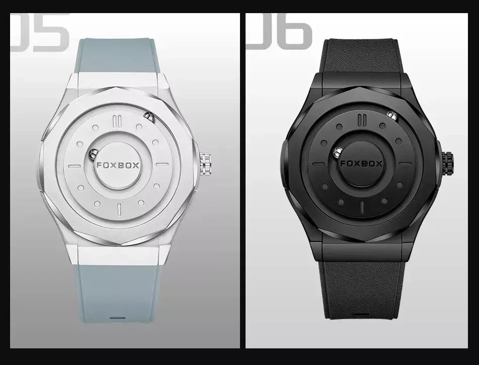 Foxbox criativo rolagem ponteiro força magnética relógios de pulso quartzo masculino esportes ao ar livre relógio à prova dwaterproof água masculino relogio masculino