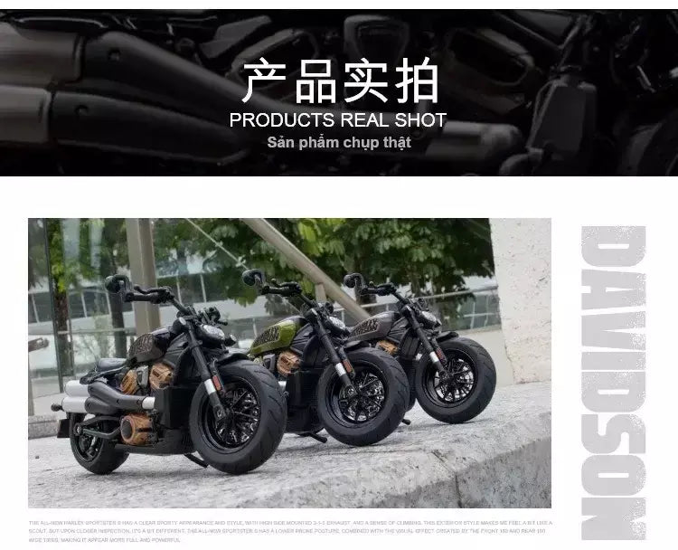 1:12 Harley Davidson Sportster S Modelo de motocicleta de corrida Diecast Alloy Street Sports Modelo de motocicleta Brinquedos para crianças Presentes