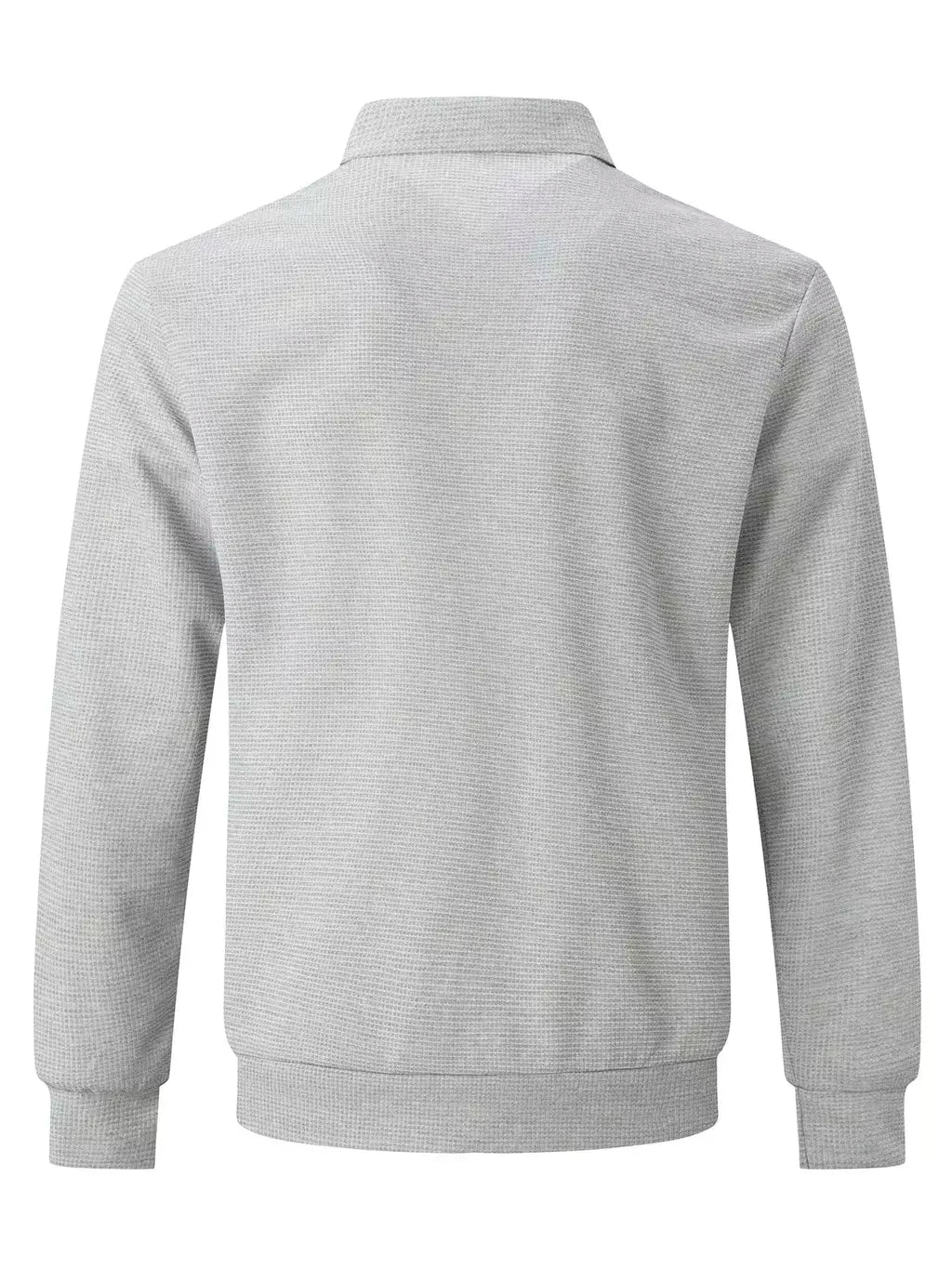 Jaqueta waffle de manga comprida masculina, monocromática, com zíper, bolso, cardigã lapela, gola polo casual, outdoor wear, primavera e outono