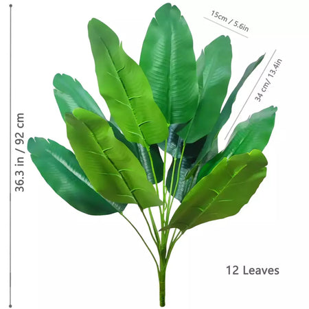 Palmeira tropical artificial 60-90-120cm(47,2 pol.) folhas de planta de banana falsa toque real planta de plástico strelitzia para jardim doméstico