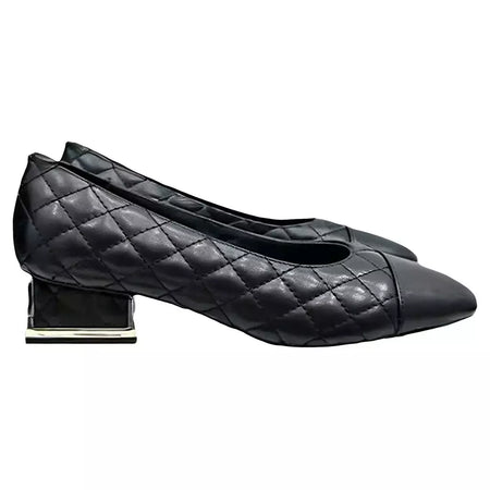 Sapatos de salto alto baixo de couro genuíno para mulheres, sapatos de noite casuais, moda feminina, alta qualidade