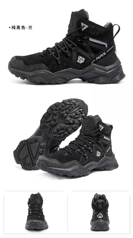 Rax à prova dwaterproof água caminhadas sapatos homens inverno ao ar livre tênis para homens botas de neve de pelúcia montanha botas de neve turismo ao ar livre sapato de corrida