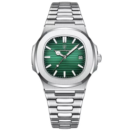 Poedagar quadrado na moda relógio de pulso masculino luminoso à prova dwaterproof água relógio de aço inoxidável para homem data quartzo negócios relógios masculinos reloj