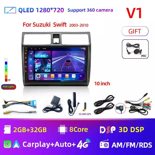 2din android 13 rádio do carro para suzuki swift 2003 - 2006 2007 2008 2009 2010 reprodutor multimídia carplay estéreo gps dvd unidade principal