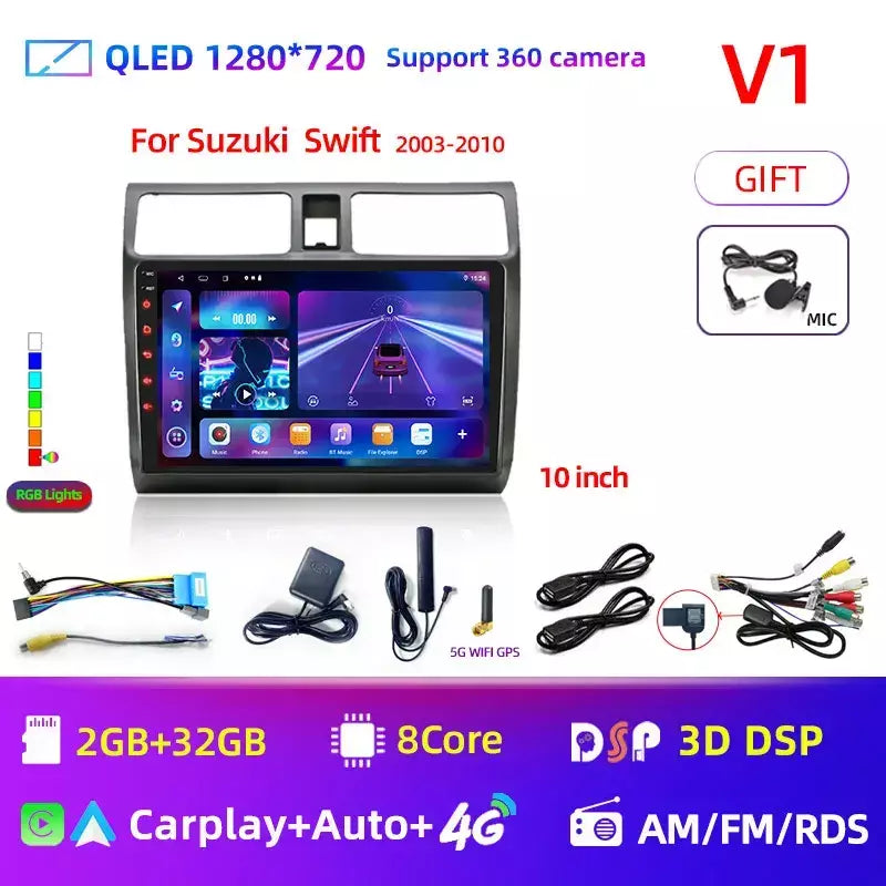 2din android 13 rádio do carro para suzuki swift 2003 - 2006 2007 2008 2009 2010 reprodutor multimídia carplay estéreo gps dvd unidade principal