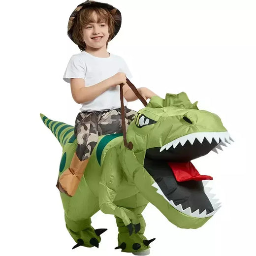 Traje de dinossauro inflável para adultos e crianças, Velociraptor, Festa de Carnaval de Halloween, Desenhos Animados Divertidos, Role Playing