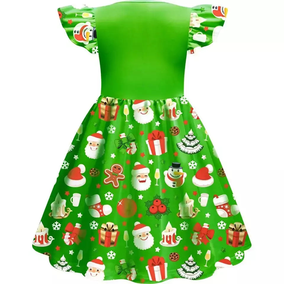 Novo natal meninas vestido carta papai noel impressão carnaval festa crianças roupas de natal masquerade desempenho roupas infantis