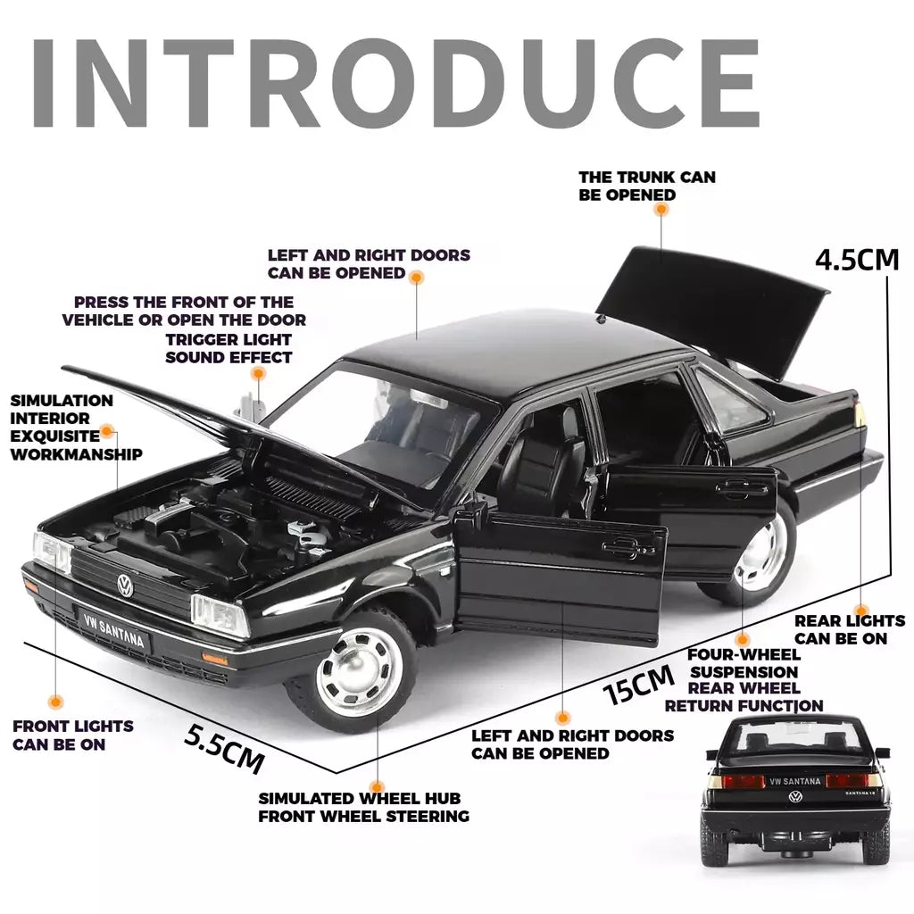 1:32 volkswagen santana liga de metal modelo fundido carro som & luz puxar para trás alta simulação carro de brinquedo das crianças presentes aniversário