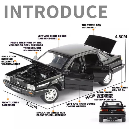 1:32 volkswagen santana liga de metal modelo fundido carro som & luz puxar para trás alta simulação carro de brinquedo das crianças presentes aniversário