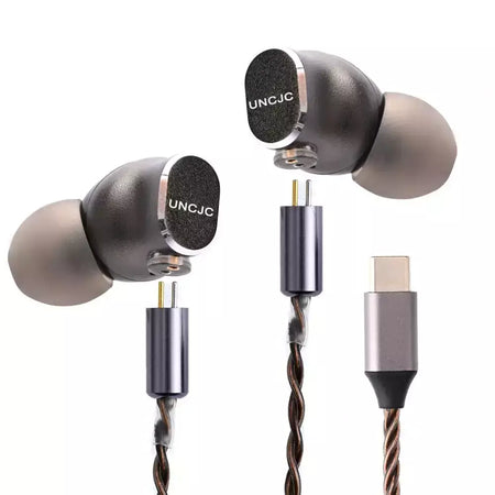 Uncjc fone de ouvido com fio de alta resolução usb c fones de ouvido embutidos USB-C dac par trançado cabo de 2 pinos iem fones de ouvido alugues áudio com microfone