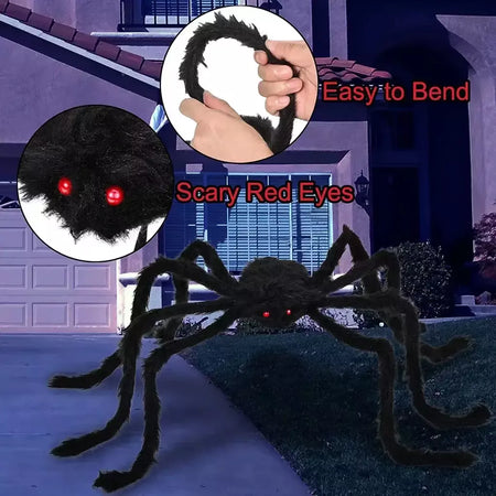Halloween preto assustador aranha gigante enorme teia de aranha decoração de halloween para casa barra casa assombrada adereços férias decoração ao ar livre