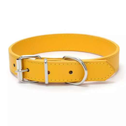 Coleira de couro para cachorro, cor sólida, ajustável, gato, filhote de cachorro, alça de pescoço, adequada para cães médios e pequenos, suprimentos para animais de estimação