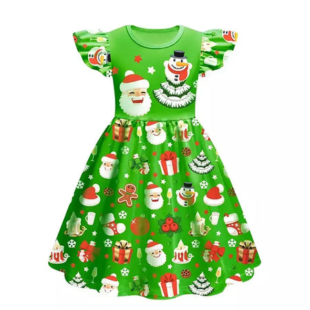 Novo natal meninas vestido carta papai noel impressão carnaval festa crianças roupas de natal masquerade desempenho roupas infantis