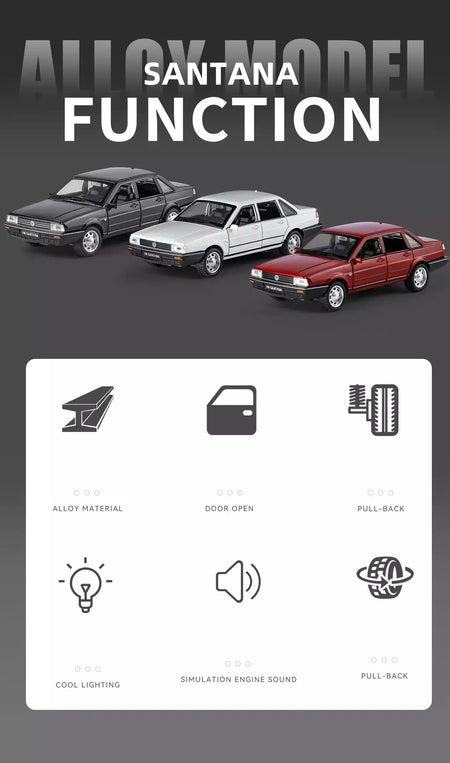 1:32 volkswagen santana liga de metal modelo fundido carro som & luz puxar para trás alta simulação carro de brinquedo das crianças presentes aniversário