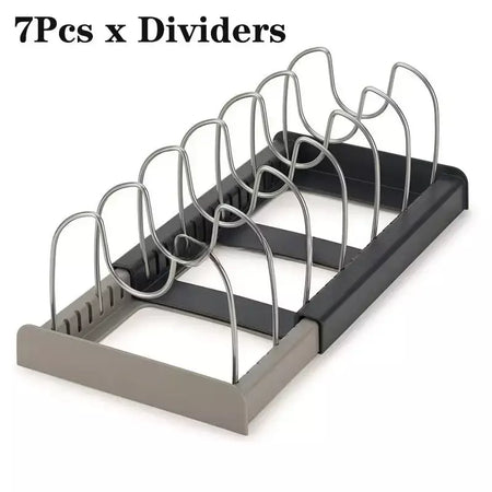 Novo rack de panela telescópico de 6 grades, organizador de panelas, suporte de armário que economiza espaço para panelas, panelas e tampas, mantenha sua cozinha pura e arrumada