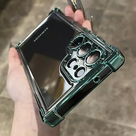 Chapeamento armadura transparente caso para samsung s25 ultra s24fe s23 fe s22 plus a54 a53 a55 a34 a35 a25 5g capa acrílica à prova de choque