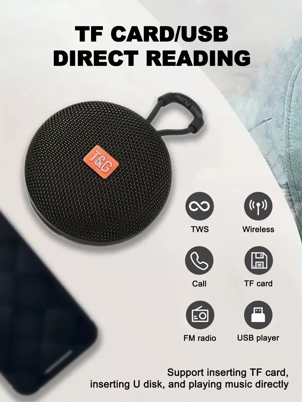 Tg352 alto-falante bluetooth portátil à prova d'água, suporte para chamada gratuita/cartão tf/usb, presentes para festa de natal, estéreo com tws