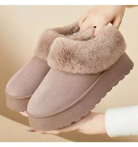 Botas de neve de fundo grosso feminino outono inverno novo estilo casual quente velo forrado pão sapato de algodão transfronteiriço