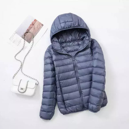 Casaco fino leve com capuz de pato para mulheres, casaco curto fino, streetwear quente, branco, plus size, casacos, outono, inverno, 2023