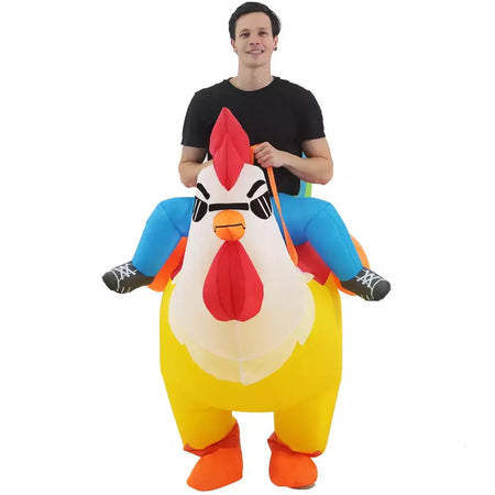 Adulto galo inflável traje engraçado unicórnio elk animais terno inflável halloween carnaval meio corpo explodir terno para cosplay