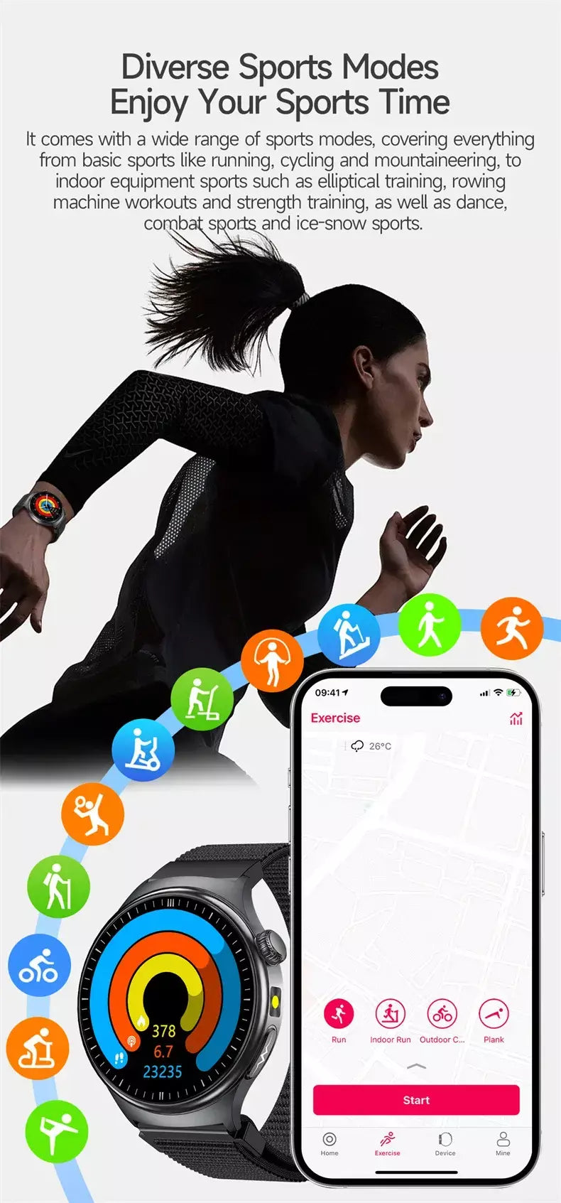 2026 novo relógio inteligente masculino feminino exame micro-físico ecg + ppg oxigênio no sangue ácido úrico pressão arterial safira smartwatch masculino