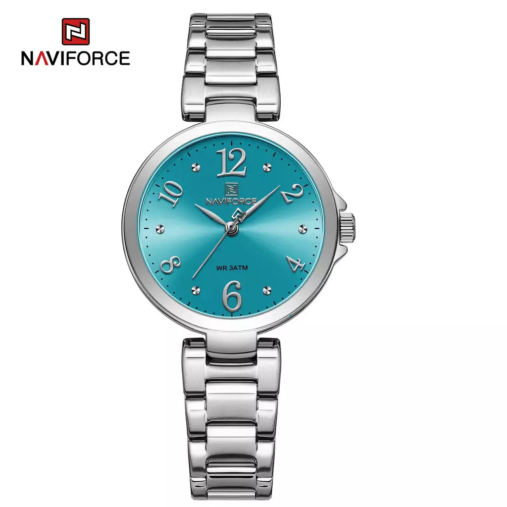 Naviforce relógio de pulso feminino, pulseira de aço inoxidável, impermeável, quartzo, romântico, marca superior, 2023